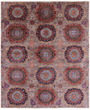 Geometric Persian Mamluk Hand Knotted Wool Rug - 8' 1" X 9' 7" - Golden Nile