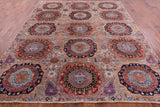 Geometric Persian Mamluk Hand Knotted Wool Rug - 8' 1" X 9' 7" - Golden Nile