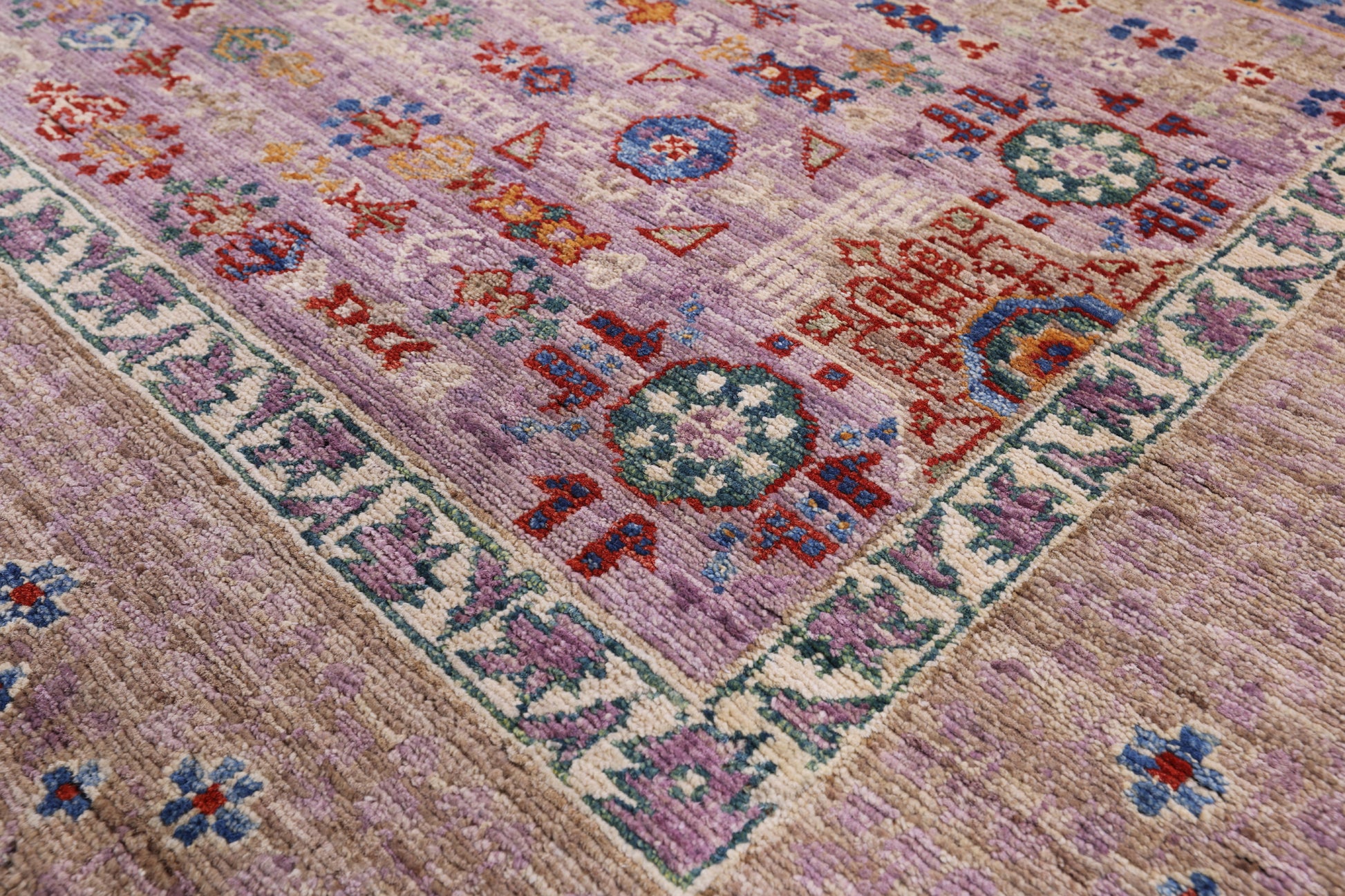 Geometric Persian Mamluk Handmade Wool Rug - 6' 2" X 8' 11" - Golden Nile