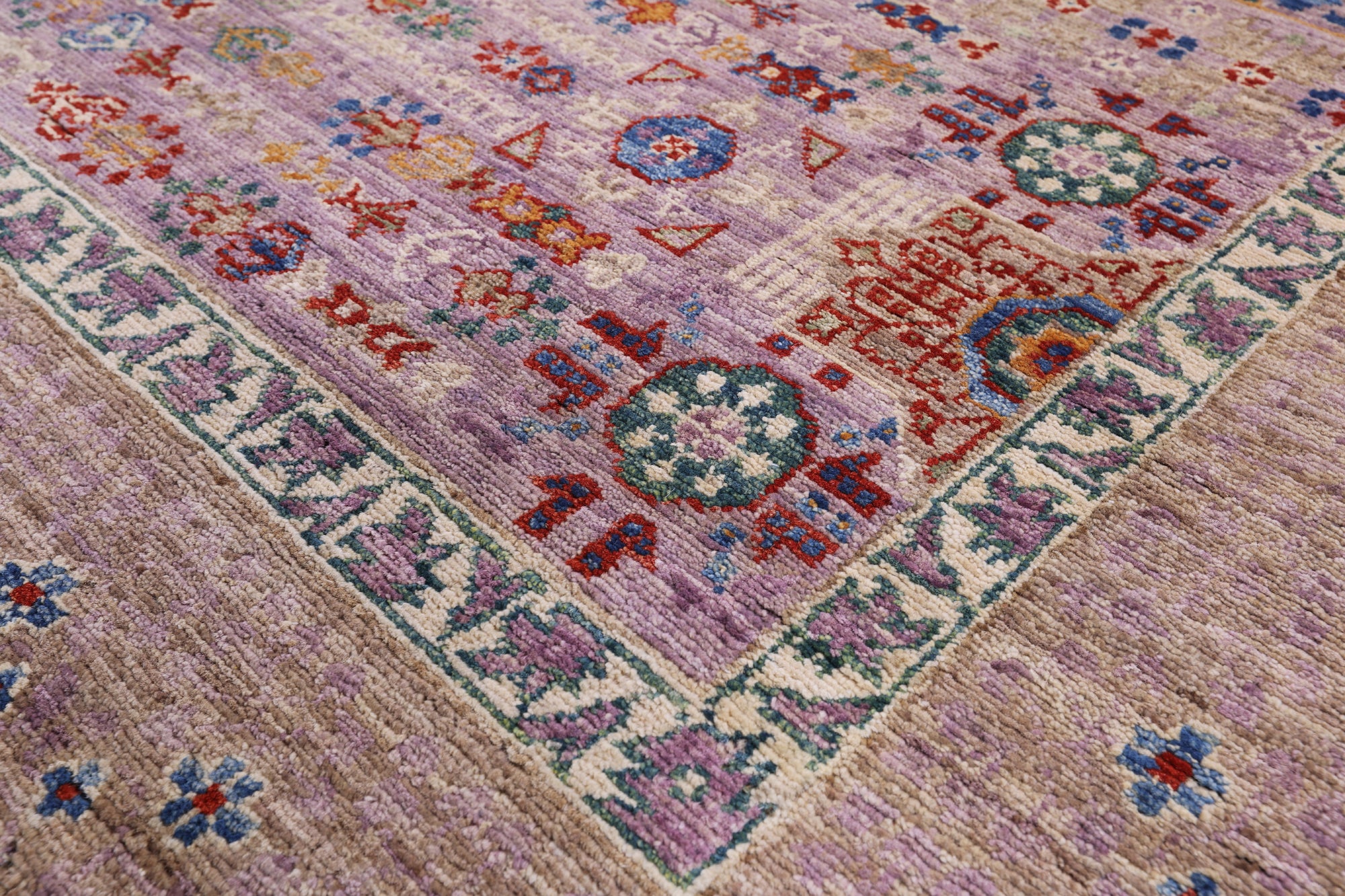 Geometric Persian Mamluk Handmade Wool Rug - 6' 2" X 8' 11" - Golden Nile