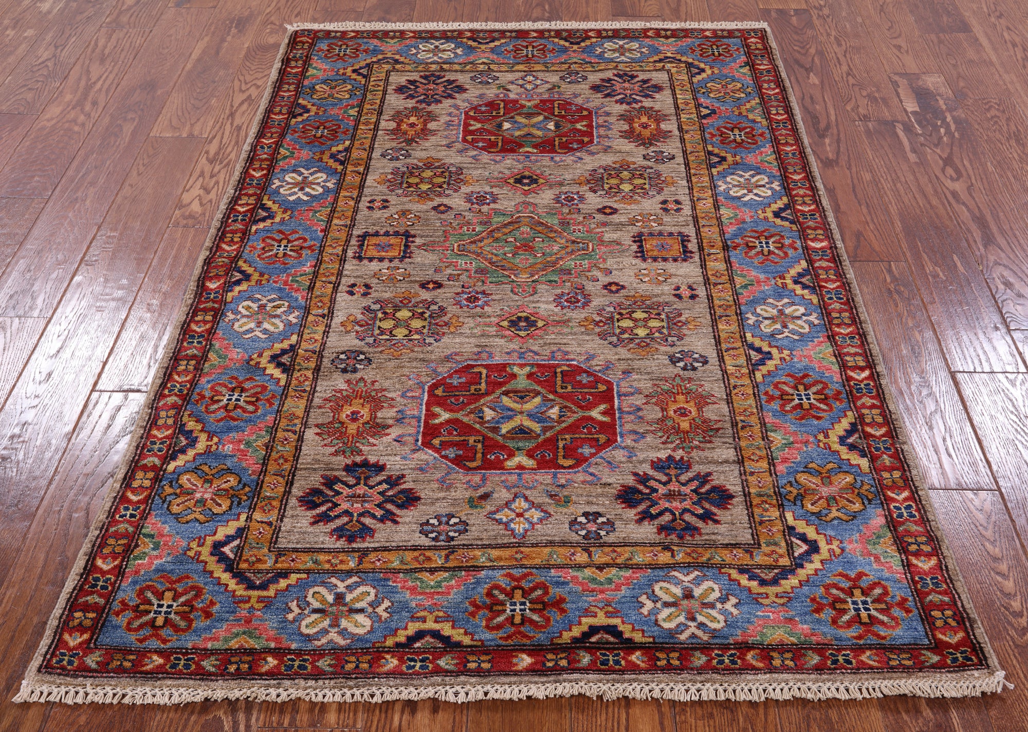 Super Kazak Handmade Wool Rug - 3' 11" X 5' 9" - Golden Nile