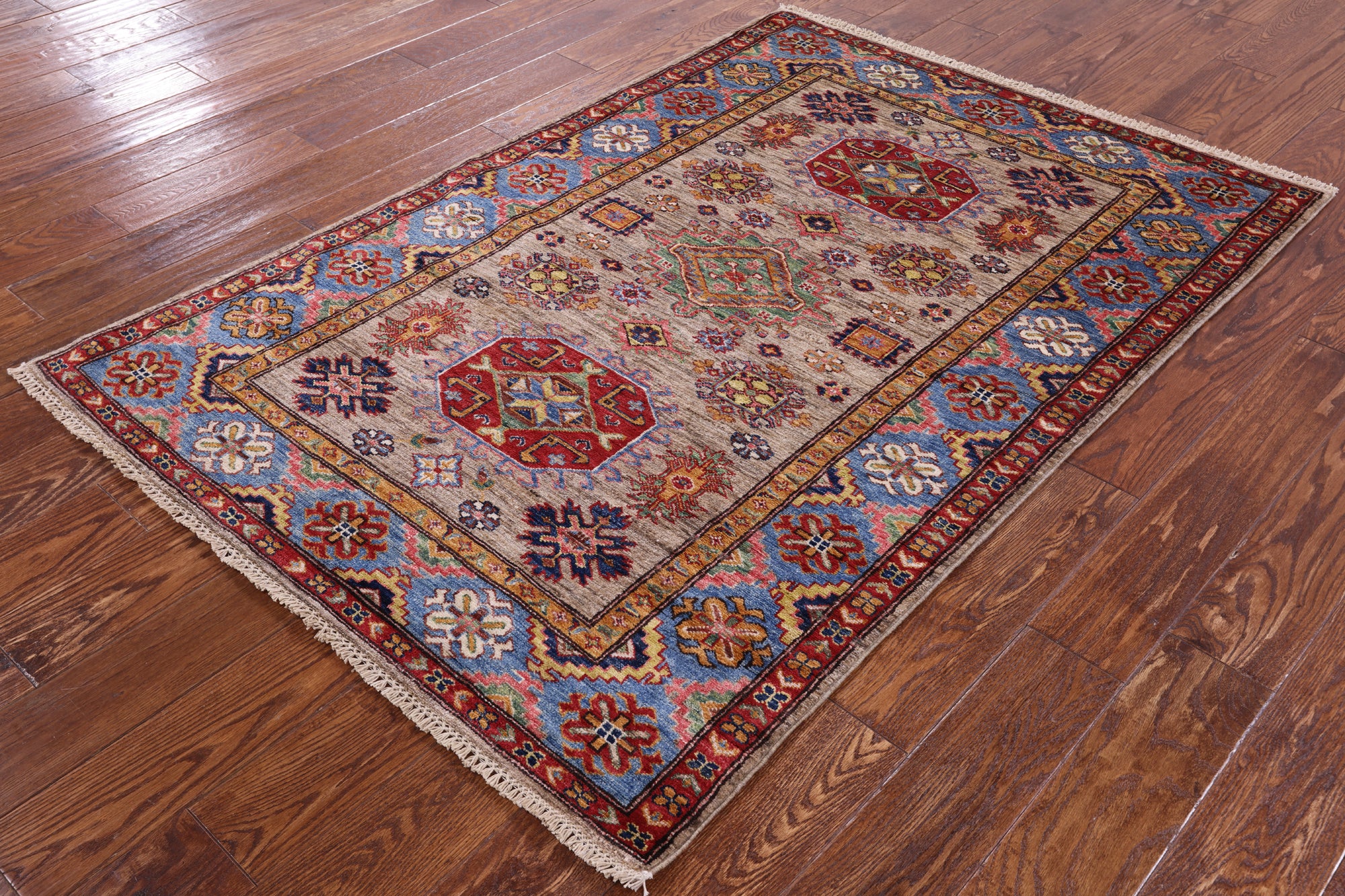 Super Kazak Handmade Wool Rug - 3' 11" X 5' 9" - Golden Nile