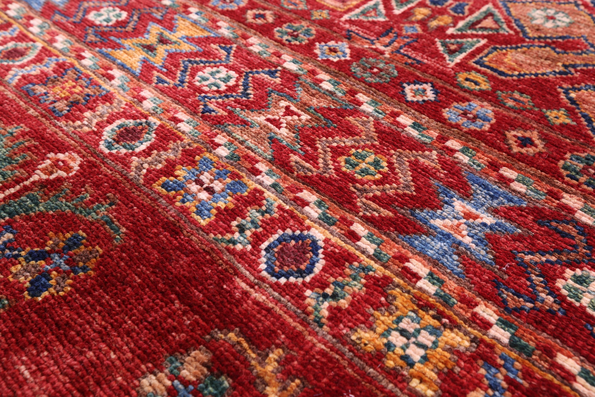 Red Khorjin Persian Gabbeh Hand Knotted Wool Runner Rug - 2' 11" X 15' 8" - Golden Nile