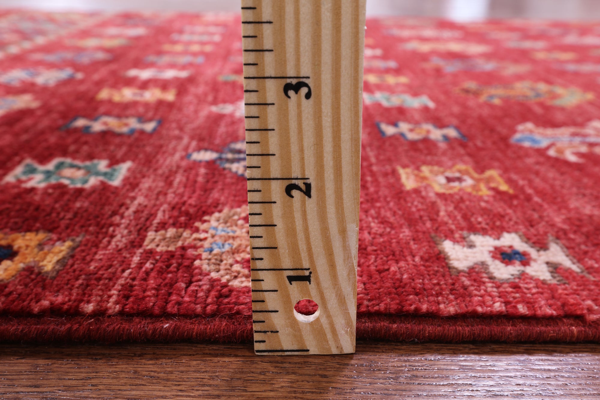 Red Khorjin Persian Gabbeh Hand Knotted Wool Runner Rug - 2' 11" X 15' 8" - Golden Nile