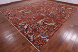 Exotic Birds Persian Hand Knotted Wool Rug - 11' 11" X 14' 9" - Golden Nile