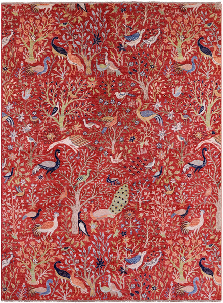 Exotic Birds Persian Hand Knotted Wool Rug - 9' 1" X 12' 1" - Golden Nile