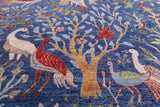 Exotic Birds Persian Handmade Wool Rug - 9' 9" X 13' 7" - Golden Nile