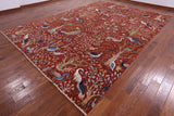 Exotic Birds Persian Hand Knotted Wool Rug - 10' 0" X 14' 1" - Golden Nile