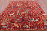 Exotic Birds Persian Handmade Wool Rug - 8' 4" X 9' 9" - Golden Nile