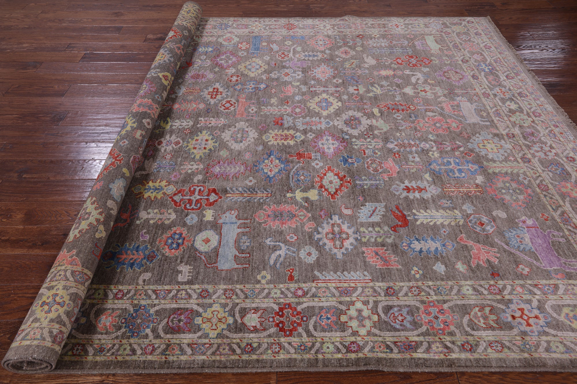 Grey Persian Fine Serapi Handmade Wool Rug - 8' 1" X 10' 2" - Golden Nile