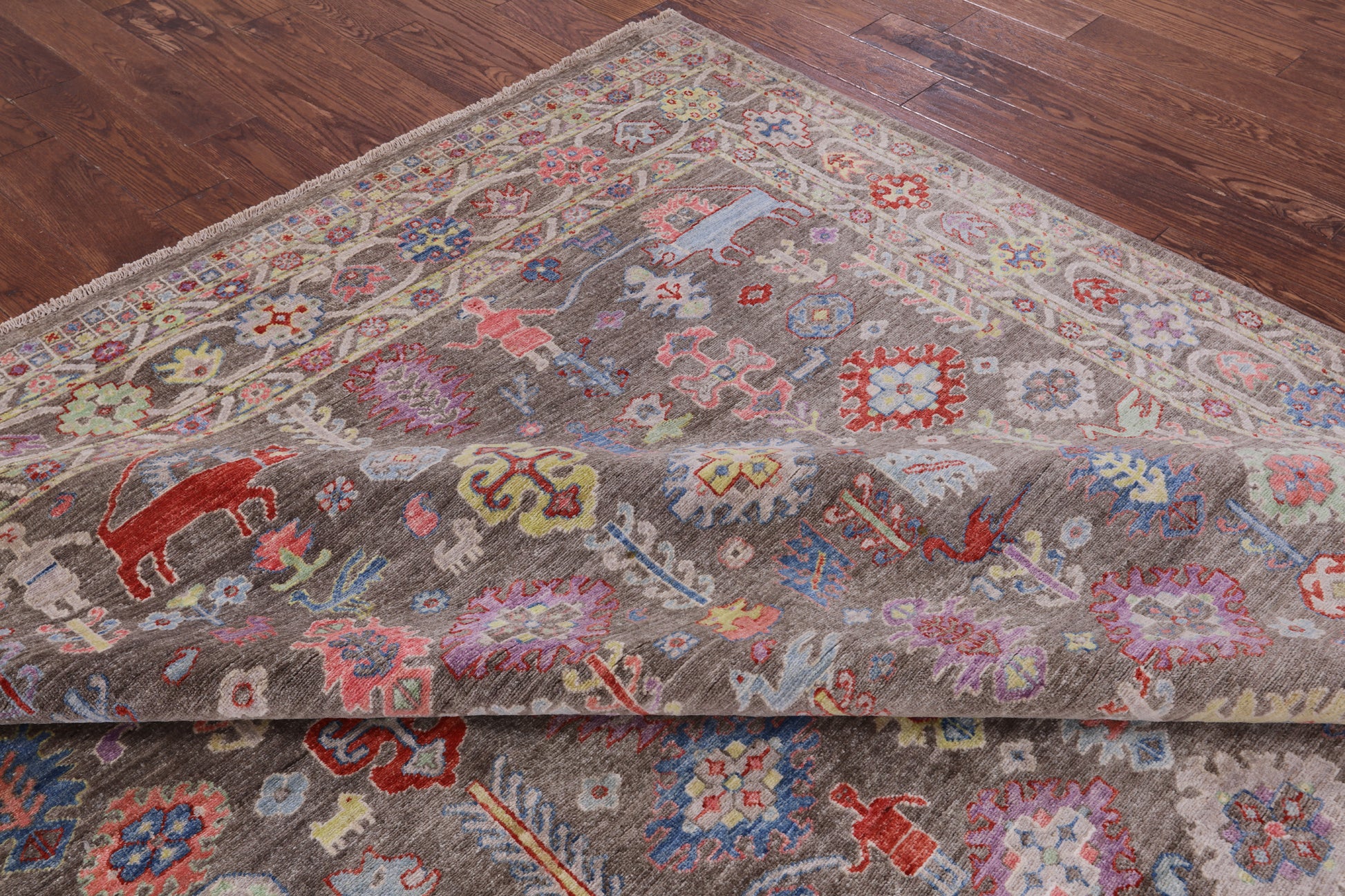 Grey Persian Fine Serapi Handmade Wool Rug - 8' 1" X 10' 2" - Golden Nile