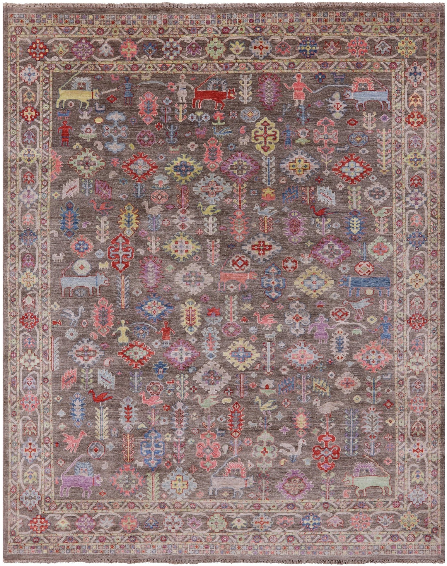 Grey Persian Fine Serapi Handmade Wool Rug - 8' 1" X 10' 2" - Golden Nile