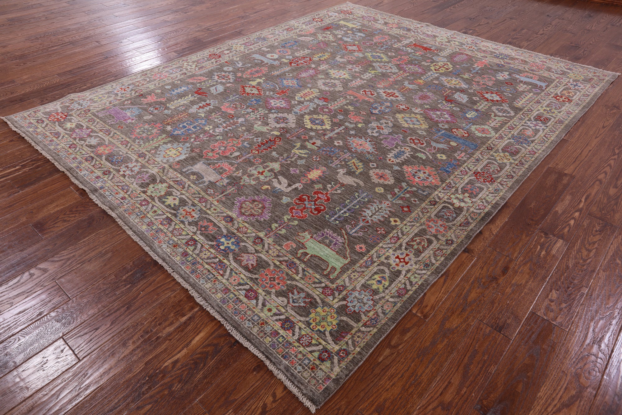 Grey Persian Fine Serapi Handmade Wool Rug - 8' 1" X 10' 2" - Golden Nile