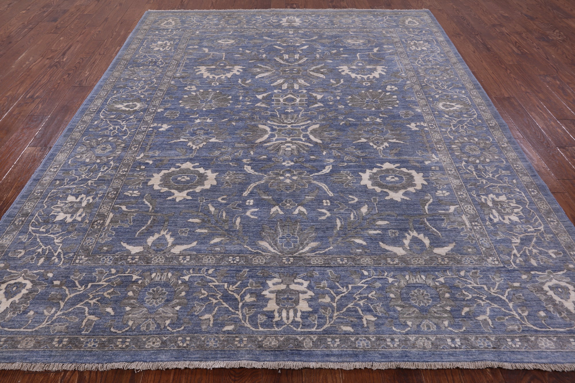 Blue Persian Fine Serapi Handmade Wool Rug - 8' 2" X 9' 11" - Golden Nile