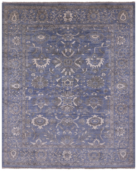 Blue Persian Fine Serapi Handmade Wool Rug - 8' 2" X 9' 11" - Golden Nile