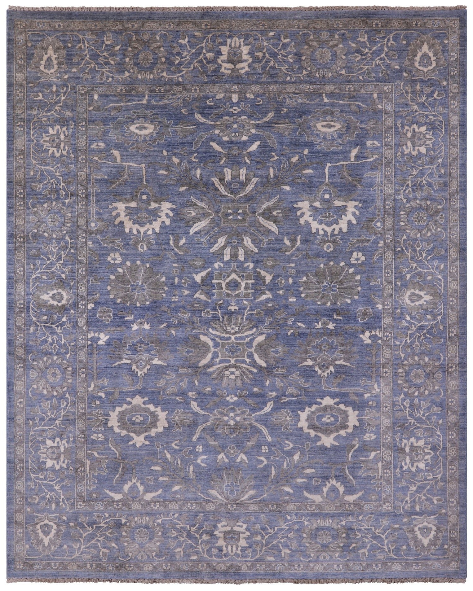 Blue Persian Fine Serapi Handmade Wool Rug - 8' 2" X 9' 11" - Golden Nile