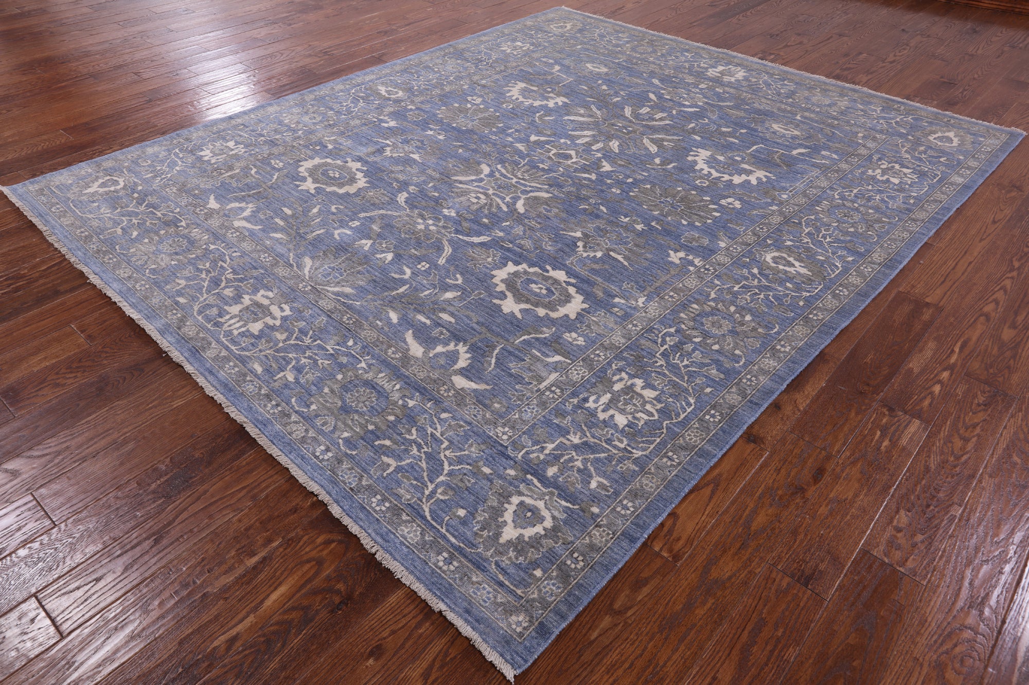 Blue Persian Fine Serapi Handmade Wool Rug - 8' 2" X 9' 11" - Golden Nile