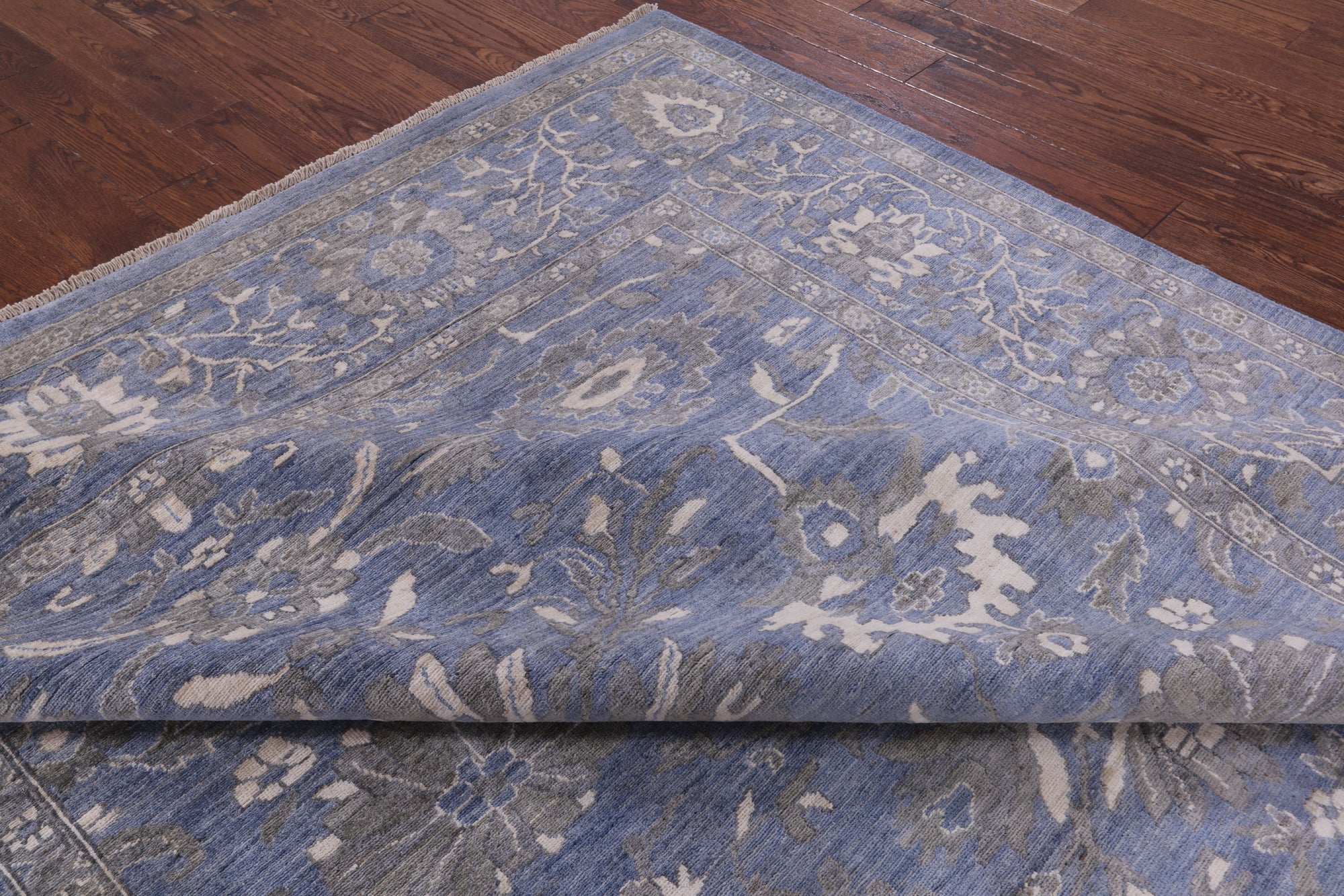 Blue Persian Fine Serapi Handmade Wool Rug - 8' 2" X 9' 11" - Golden Nile