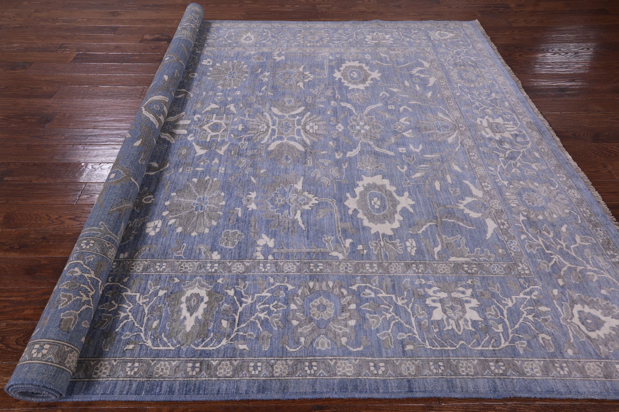Blue Persian Fine Serapi Handmade Wool Rug - 8' 2" X 9' 11" - Golden Nile
