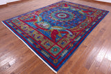 Blue William Morris Hand Knotted Wool Rug - 9' 1" X 12' 5" - Golden Nile