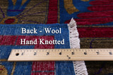 Blue William Morris Hand Knotted Wool Rug - 9' 1" X 12' 5" - Golden Nile