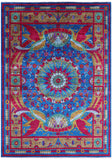 Blue William Morris Hand Knotted Wool Rug - 9' 1" X 12' 5" - Golden Nile