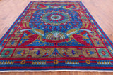 Blue William Morris Hand Knotted Wool Rug - 9' 1" X 12' 5" - Golden Nile