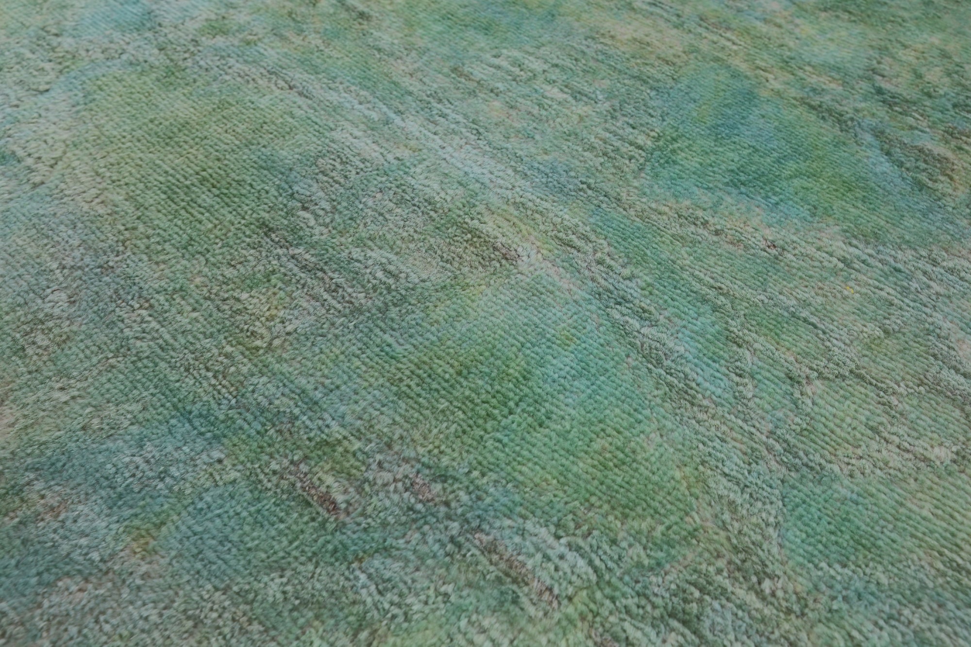 Green Full Pile Overdyed Handmade Wool Rug - 4' 1" X 6' 0" - Golden Nile