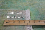 Green Full Pile Overdyed Handmade Wool Rug - 4' 1" X 6' 0" - Golden Nile