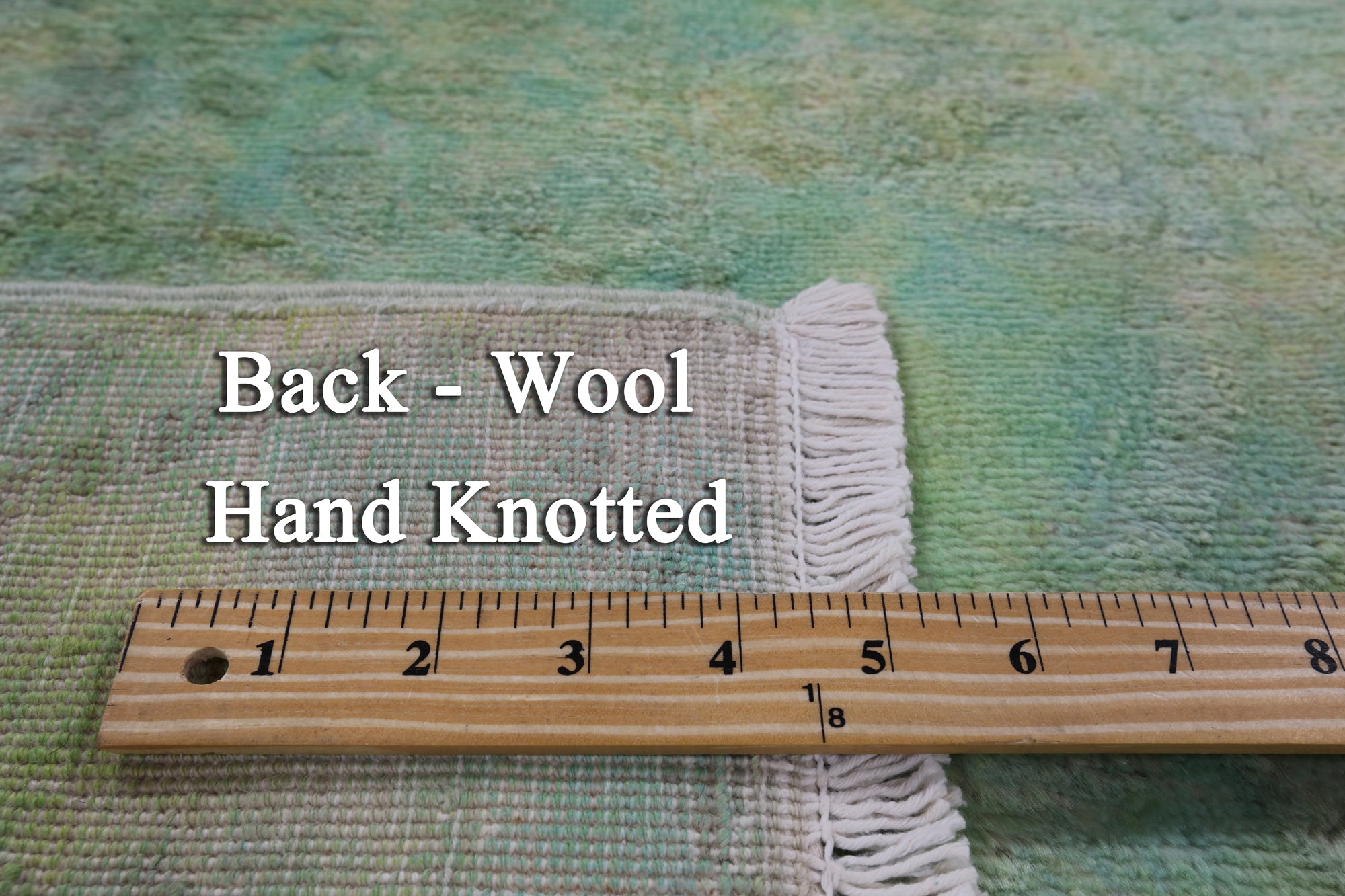 Green Full Pile Overdyed Handmade Wool Rug - 4' 1" X 6' 0" - Golden Nile