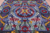 Grey William Morris Handmade Wool Rug - 8' 0" X 9' 10" - Golden Nile