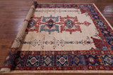 Ivory Persian Fine Serapi Hand Knotted Wool Rug - 7' 10" X 9' 9" - Golden Nile