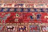 Antiqued Pazyryk Historical Design Hand Knotted Wool Rug - 8' 0" X 9' 7" - Golden Nile