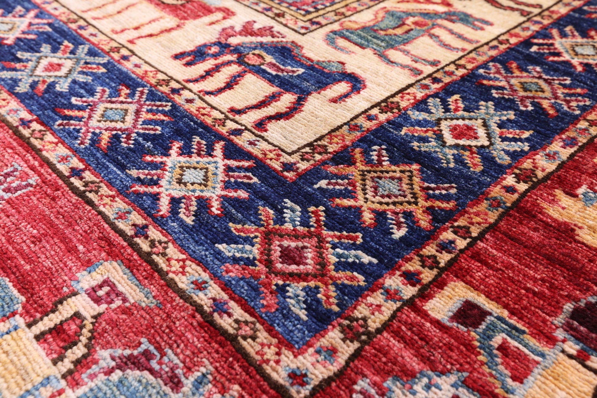 Antiqued Pazyryk Historical Design Hand Knotted Wool Rug - 8' 0" X 9' 7" - Golden Nile