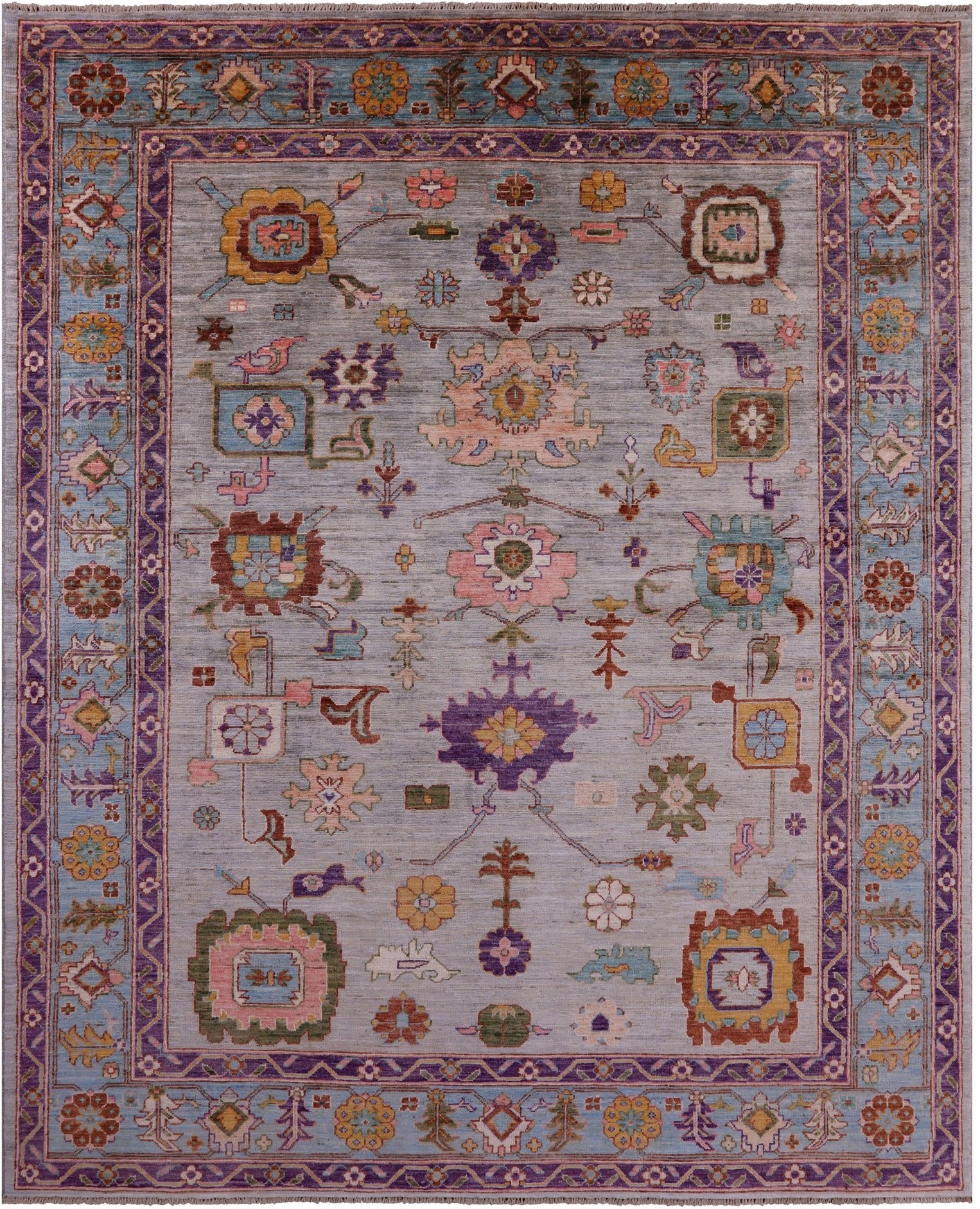Turkish Oushak Handmade Wool Rug - 7' 10" X 9' 6" - Golden Nile