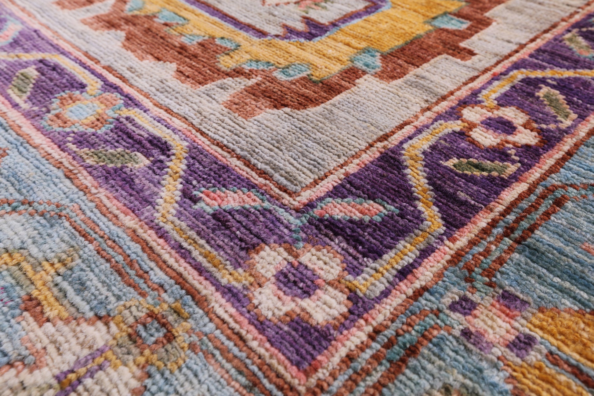 Turkish Oushak Handmade Wool Rug - 7' 10" X 9' 6" - Golden Nile