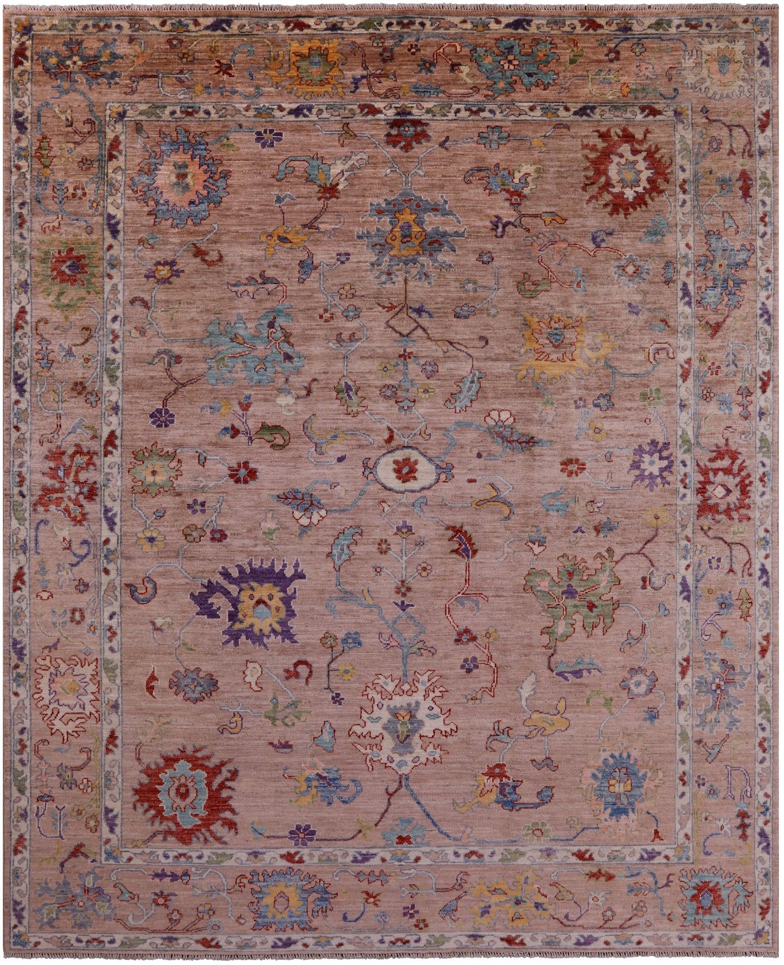 Turkish Oushak Hand Knotted Wool Rug - 8' 0" X 9' 9" - Golden Nile
