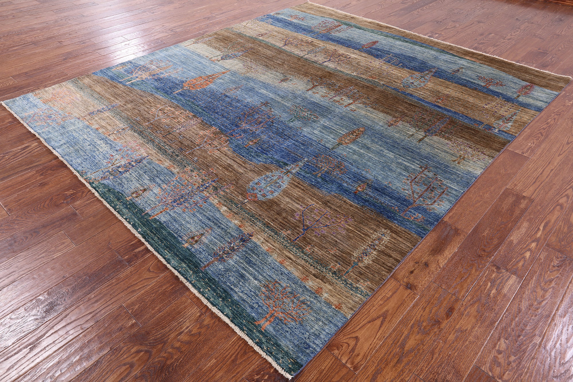 Tribal Persian Gabbeh Handmade Wool Rug - 8' 1" X 9' 3" - Golden Nile