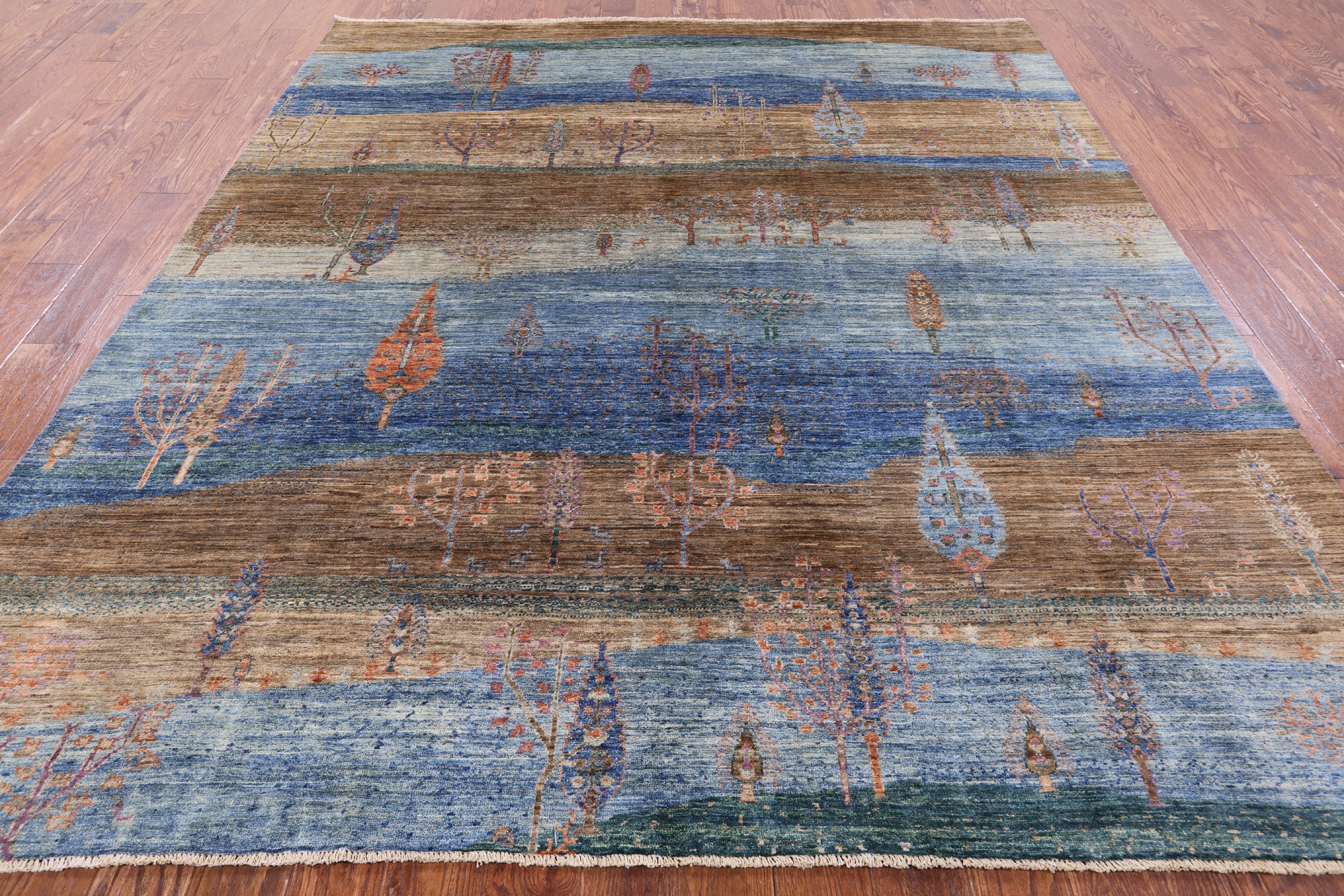 Tribal Persian Gabbeh Handmade Wool Rug - 8' 1" X 9' 3" - Golden Nile