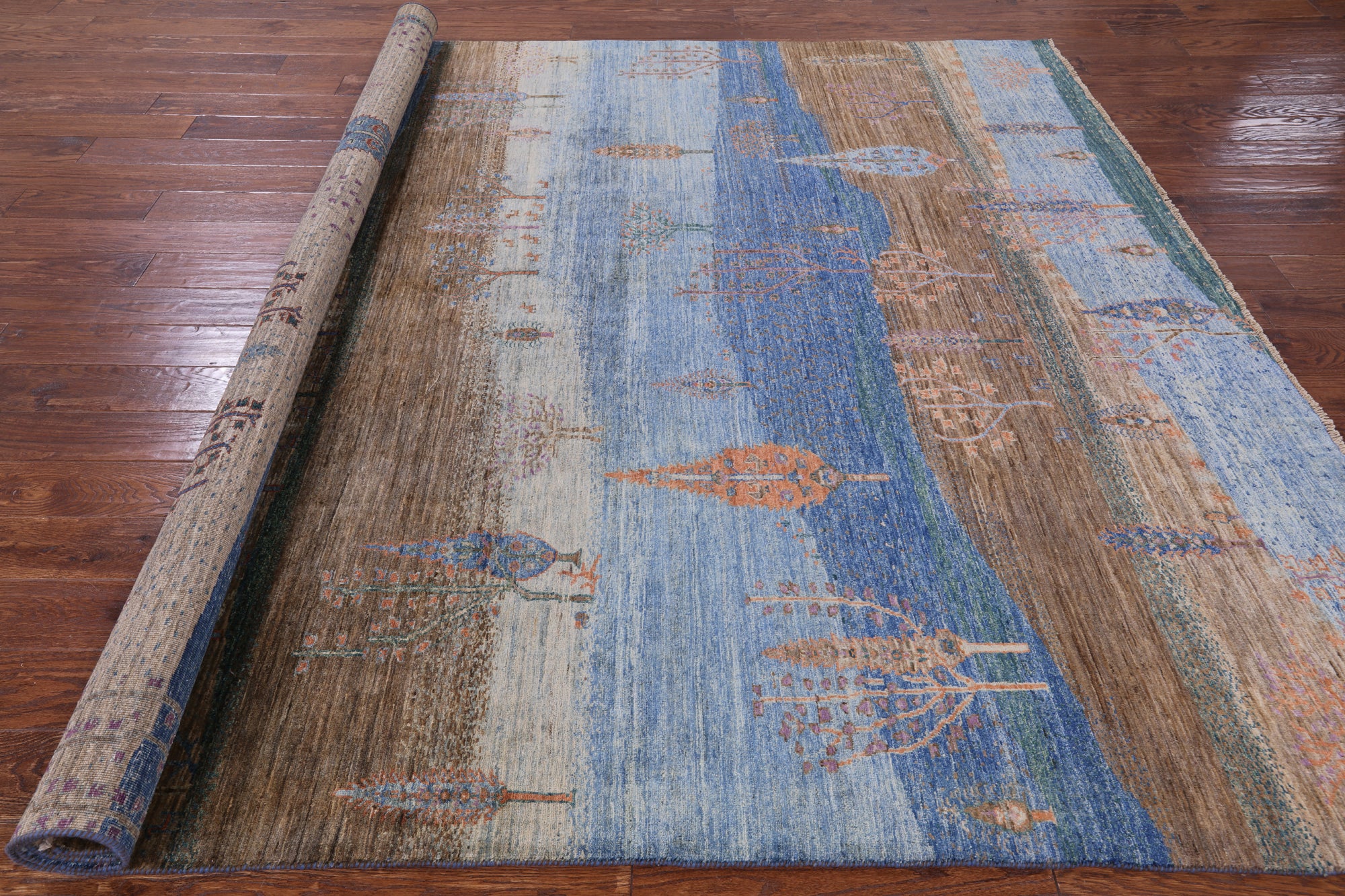 Tribal Persian Gabbeh Handmade Wool Rug - 8' 1" X 9' 3" - Golden Nile