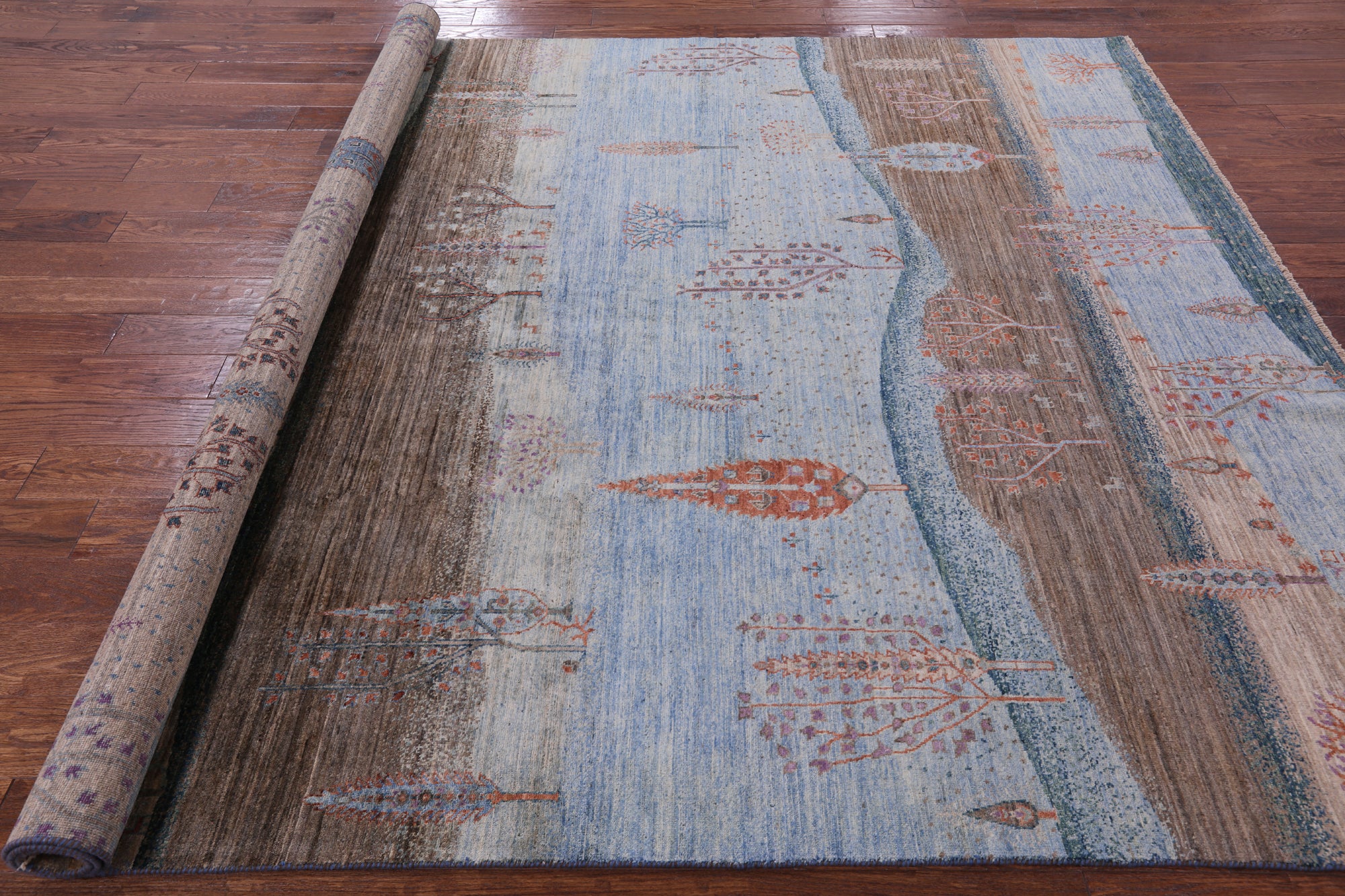 Tribal Persian Gabbeh Hand Knotted Wool Rug - 8' 0" X 9' 8" - Golden Nile