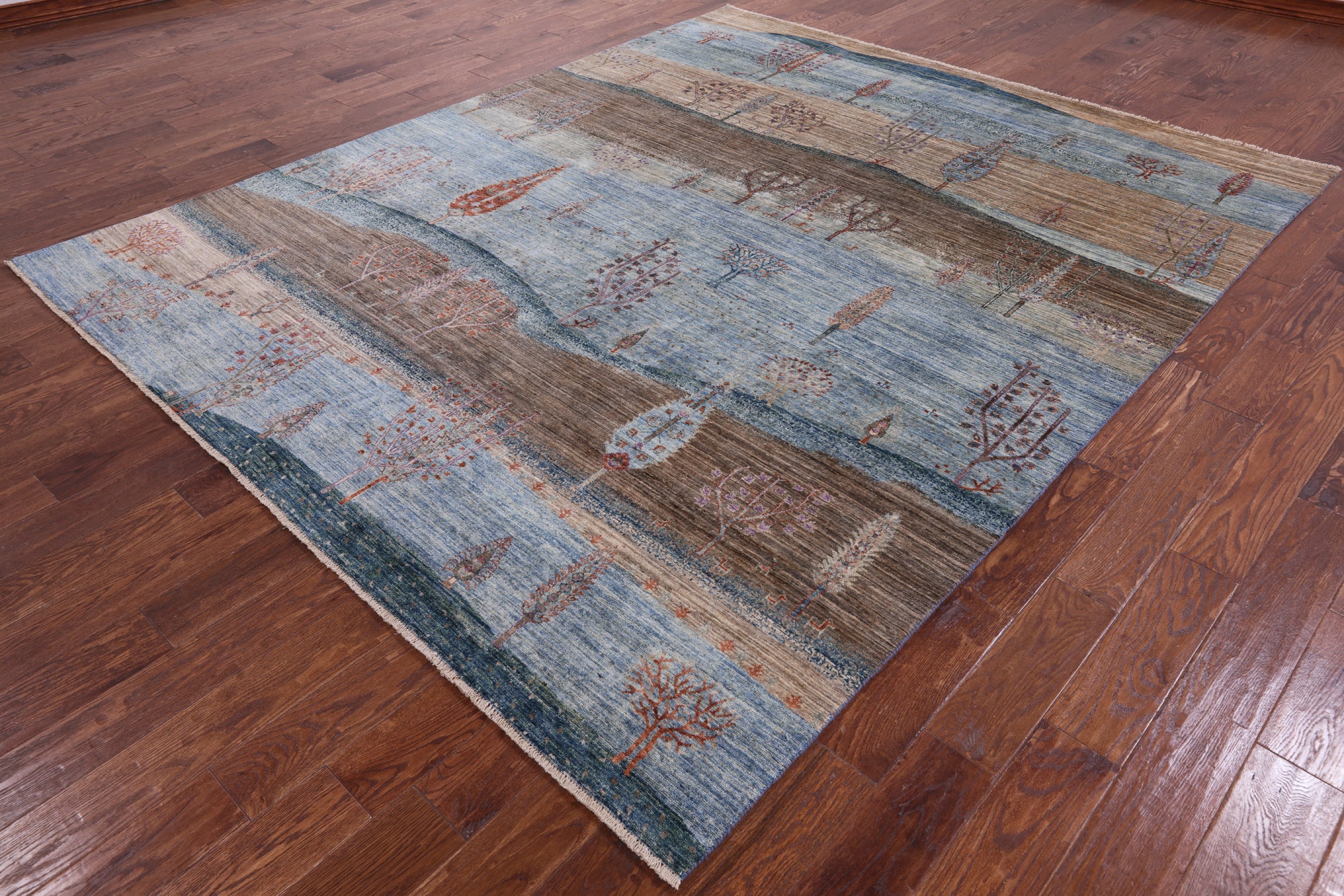 Tribal Persian Gabbeh Hand Knotted Wool Rug - 8' 0" X 9' 8" - Golden Nile