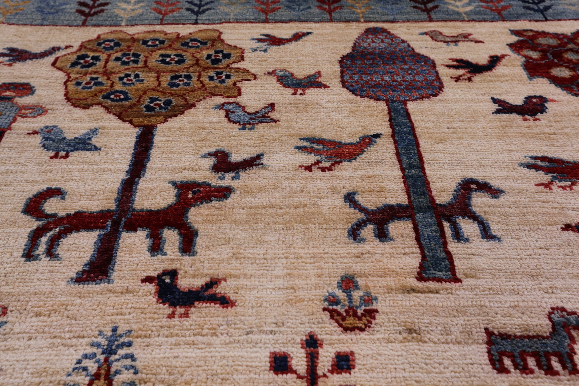 Tribal Persian Gabbeh Hand Knotted Wool Rug - 8' 0" X 9' 8" - Golden Nile
