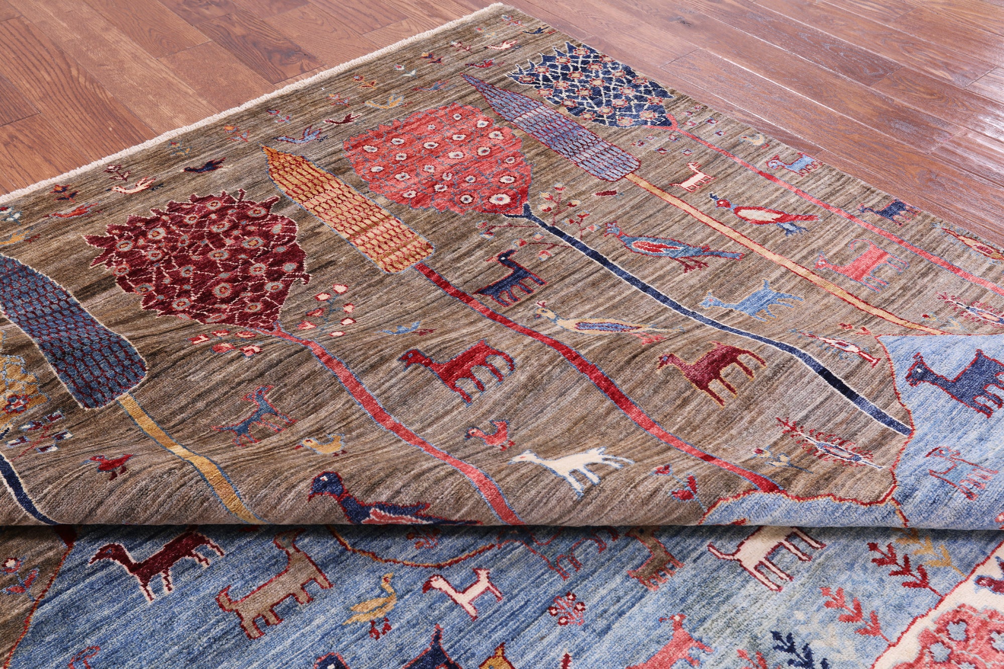 Tribal Persian Gabbeh Hand Knotted Wool Rug - 8' 0" X 9' 8" - Golden Nile