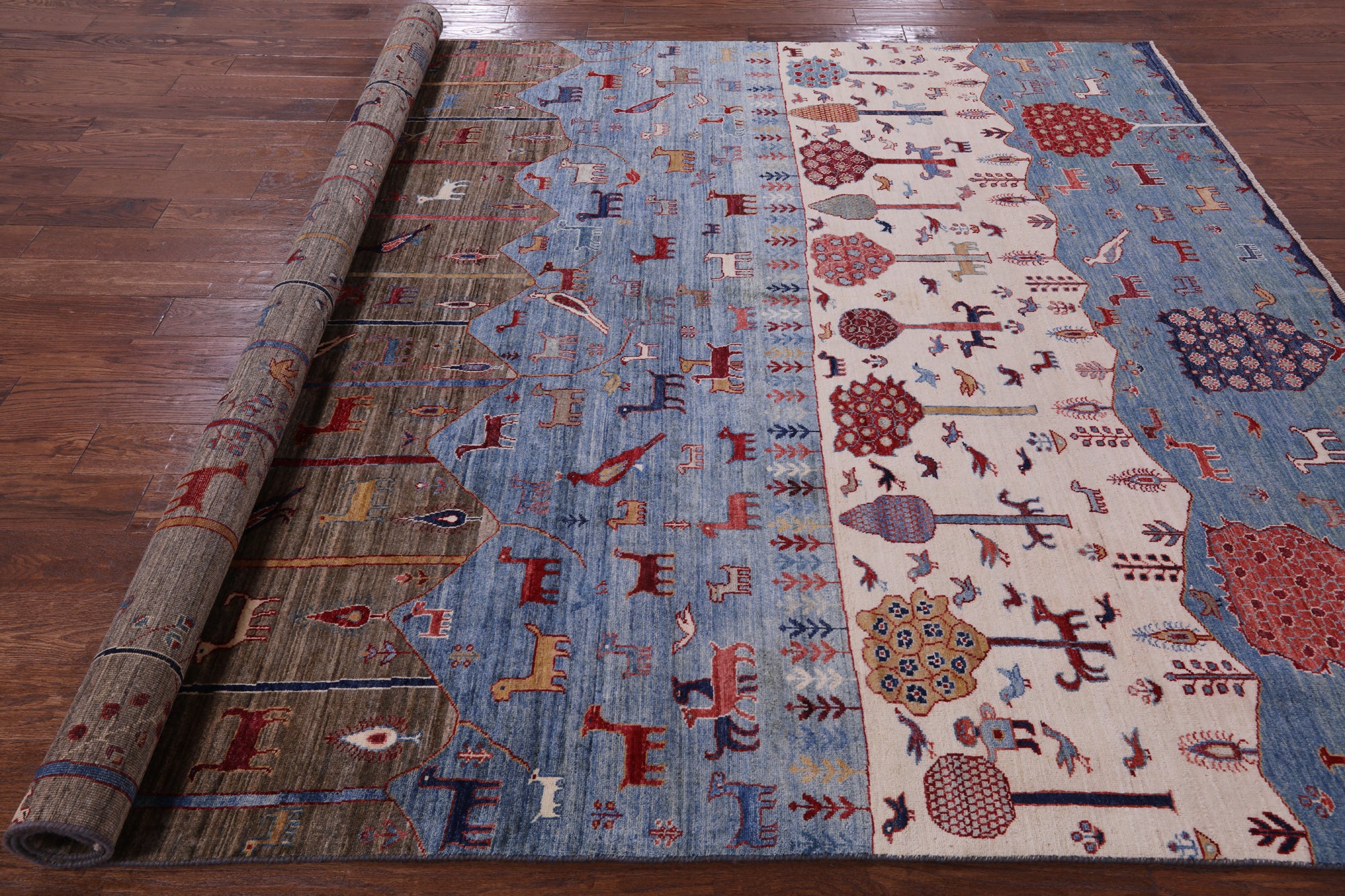 Tribal Persian Gabbeh Hand Knotted Wool Rug - 8' 0" X 9' 8" - Golden Nile