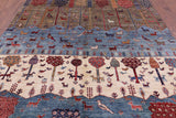 Tribal Persian Gabbeh Hand Knotted Wool Rug - 8' 0" X 9' 8" - Golden Nile