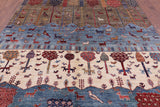 Tribal Persian Gabbeh Hand Knotted Wool Rug - 8' 0" X 9' 8" - Golden Nile