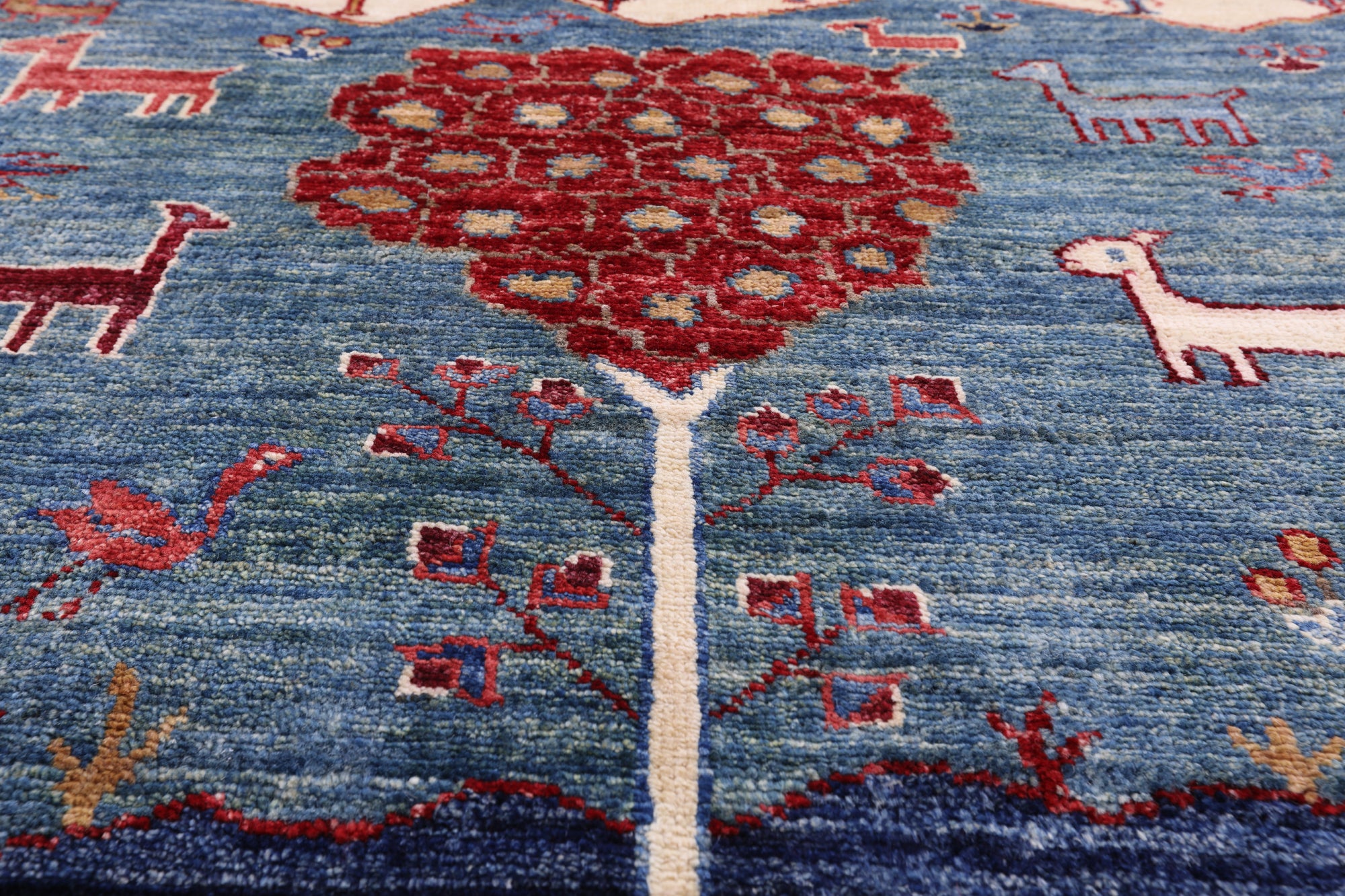 Tribal Persian Gabbeh Hand Knotted Wool Rug - 8' 0" X 9' 8" - Golden Nile