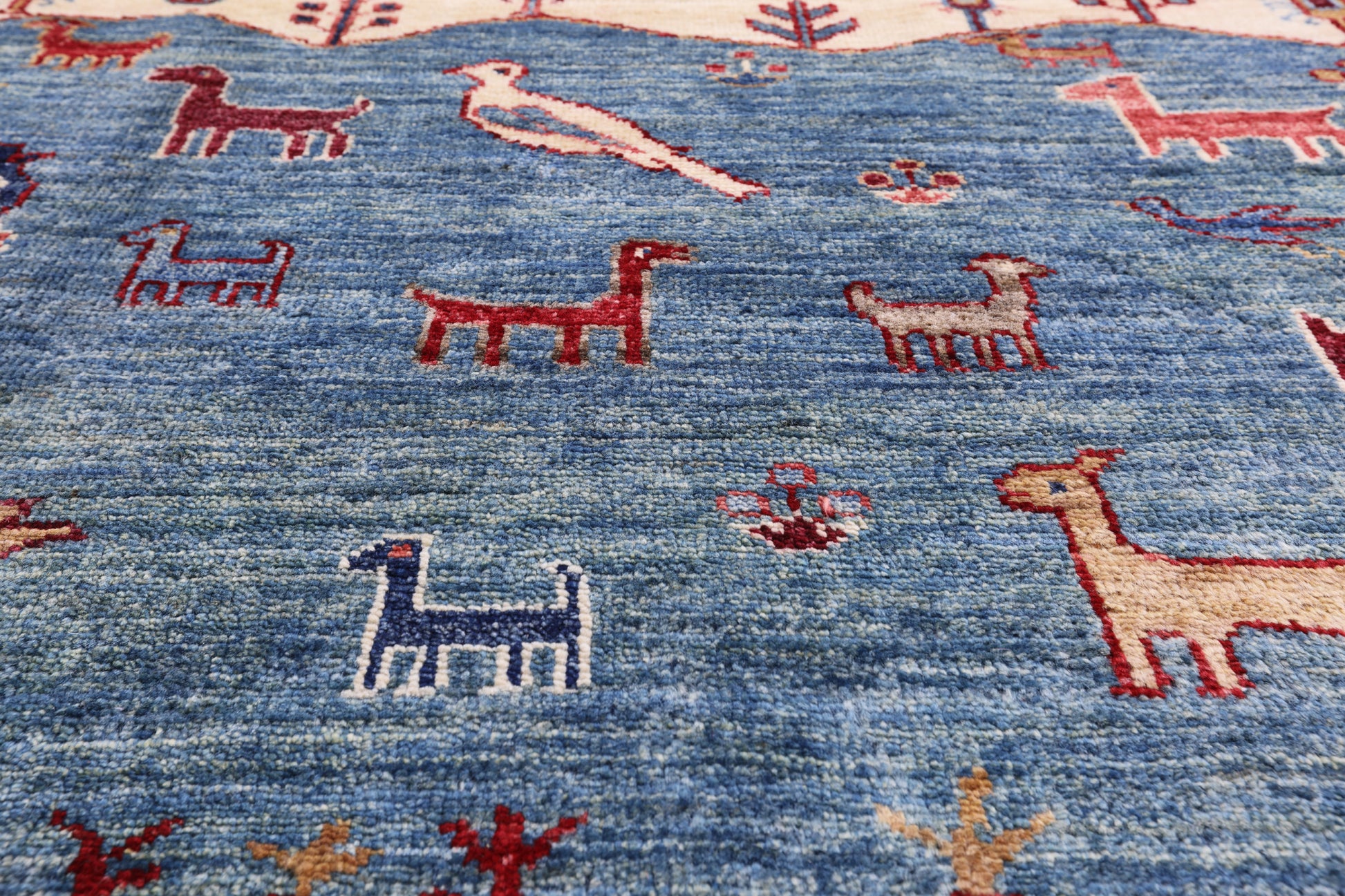 Tribal Persian Gabbeh Hand Knotted Wool Rug - 8' 0" X 9' 8" - Golden Nile