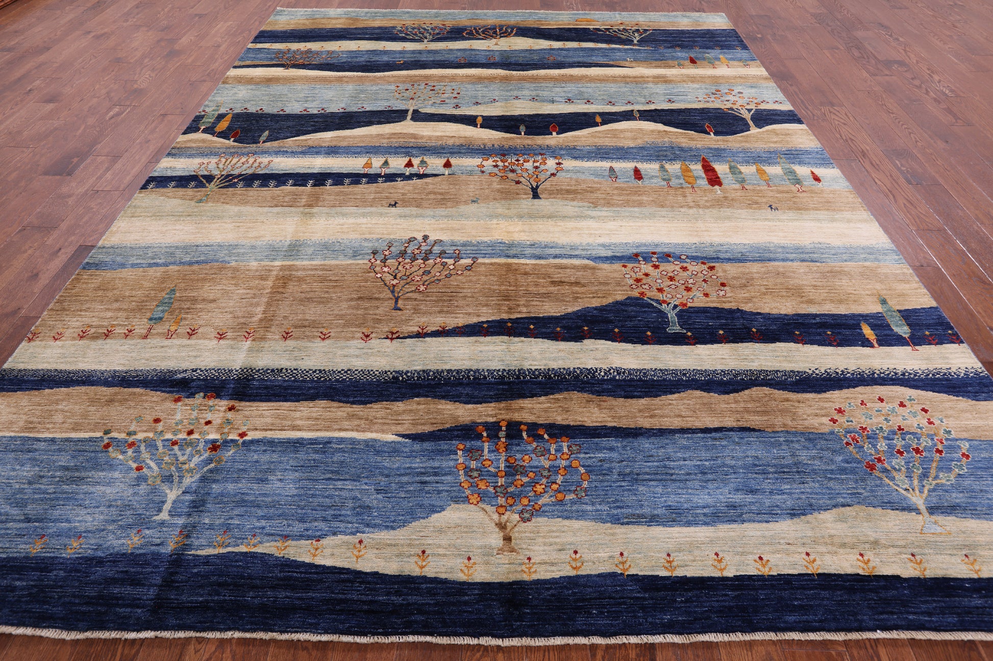 Tribal Persian Gabbeh Hand Knotted Wool Rug - 9' 1" X 12' 0" - Golden Nile